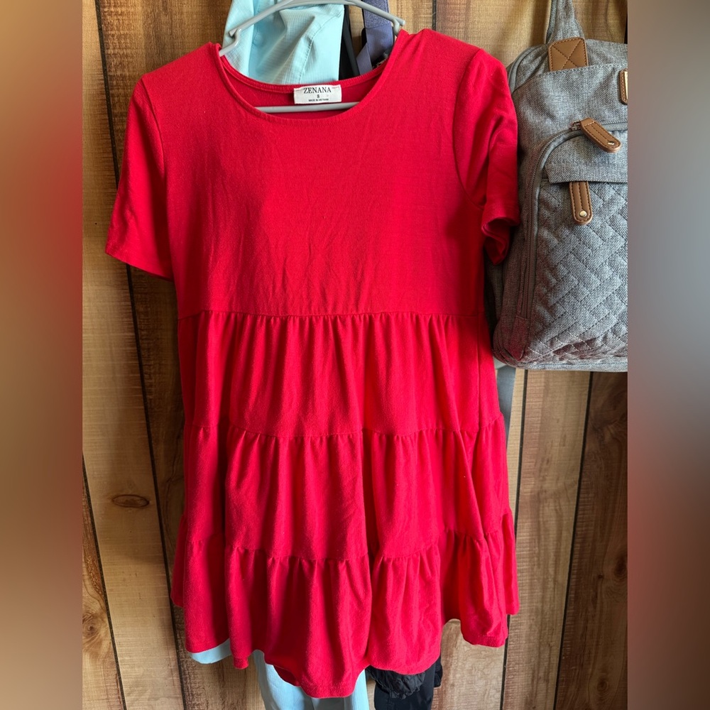 Zenana Red Tiered Dress